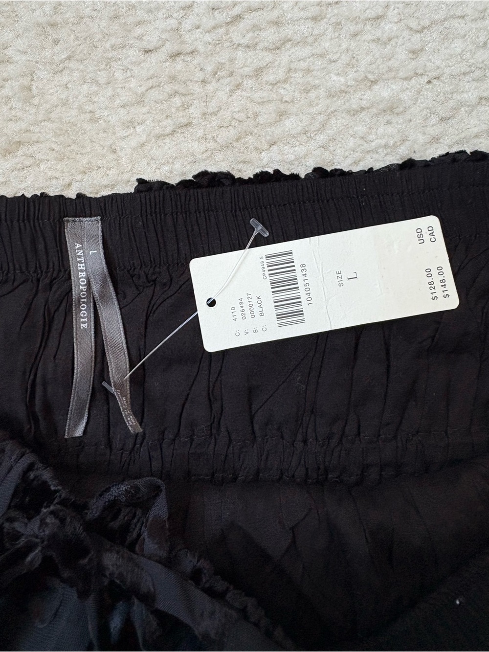 Anthropologie Somerset black strapless crushed velvet blouse sz L whimsigoth - Picture 6 of 8